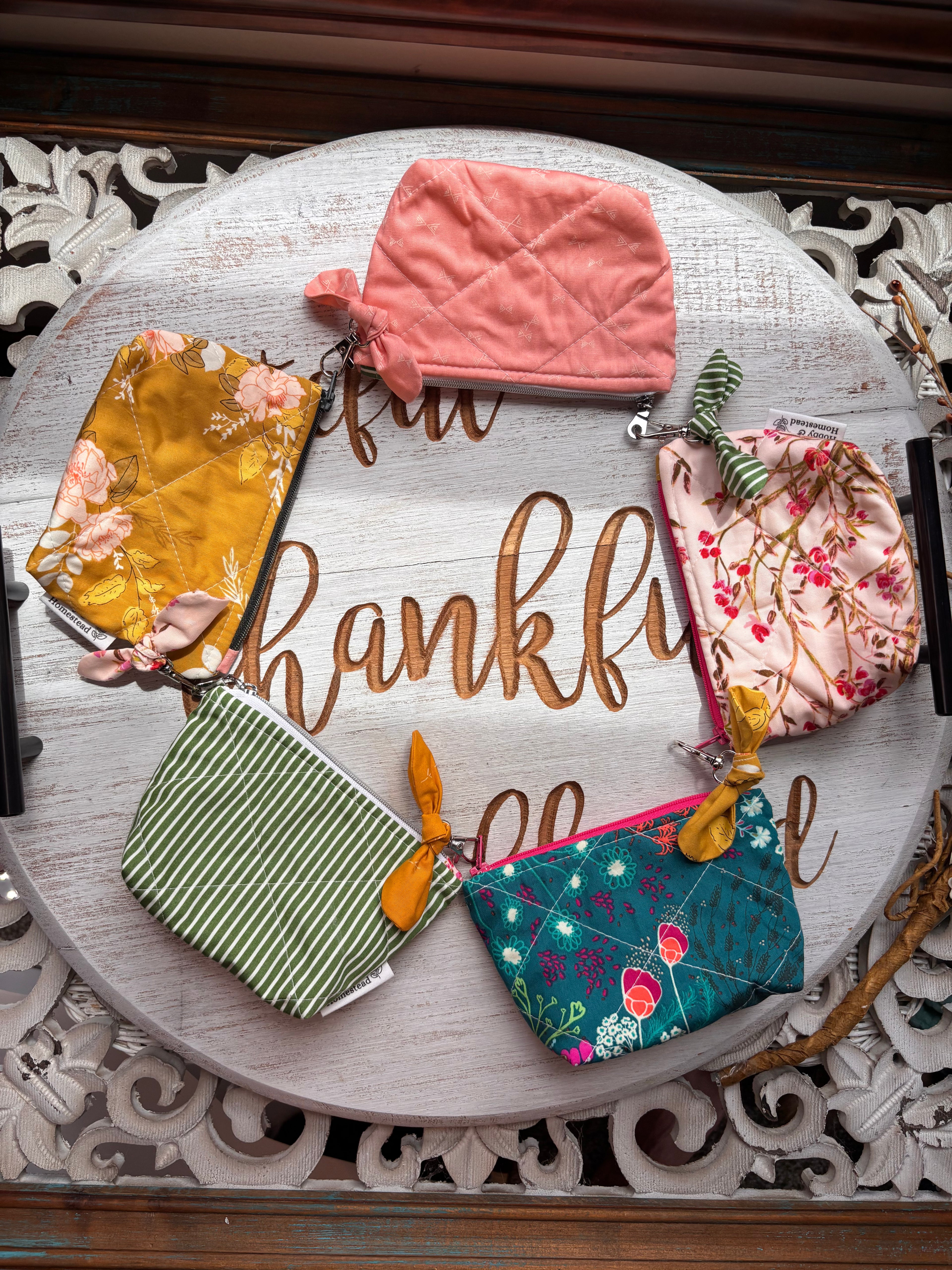 Quilted Zipper Bow Pouch