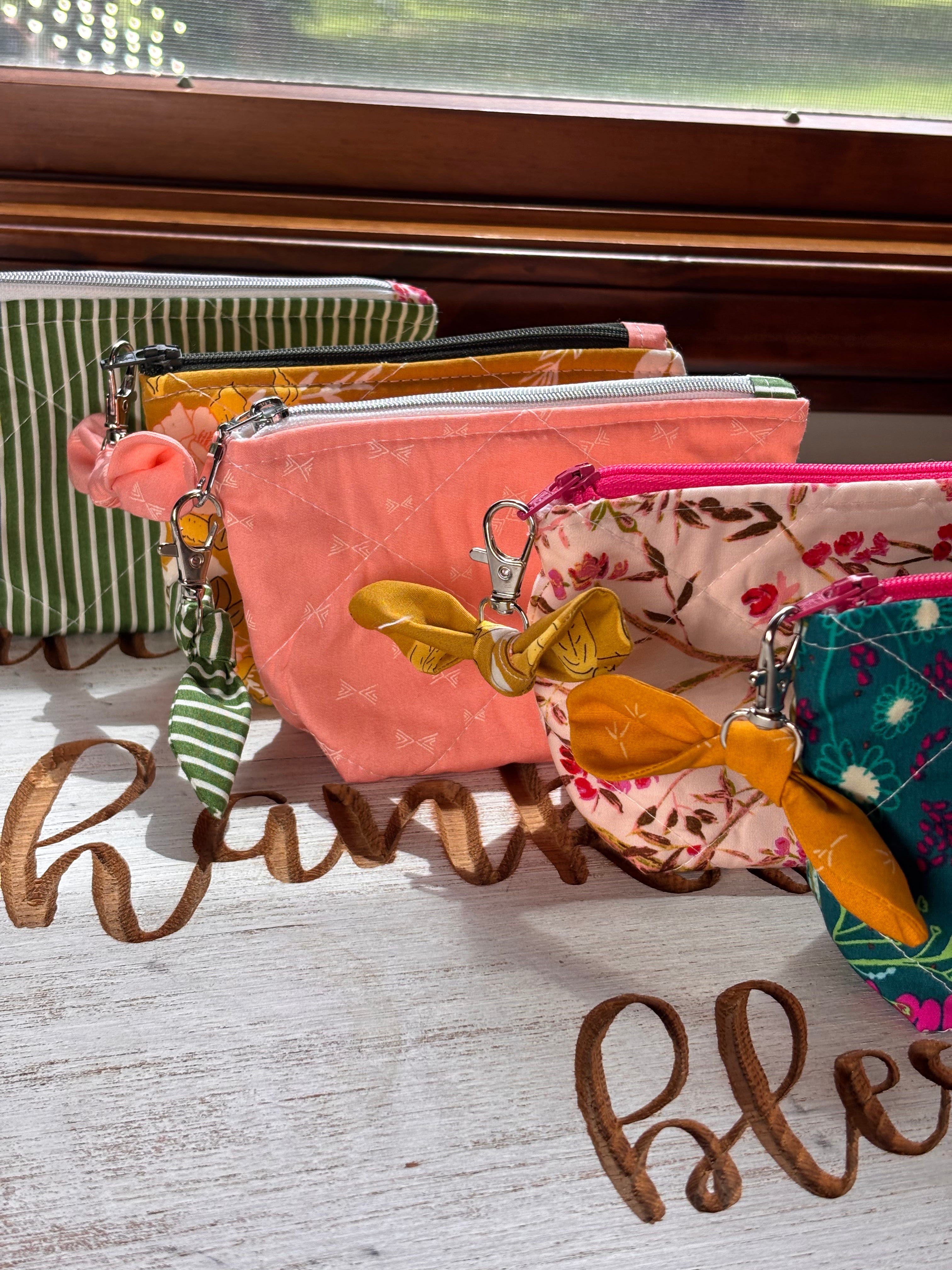 Quilted Zipper Bow Pouch